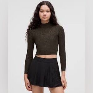 Lululemon Black Glitter Knit Twist Back Long Sleeve Top Size Medium‎ NWT